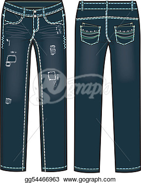 Lady Fashion Destroyed Jeans Illustration  Clipart Drawing Gg54466963