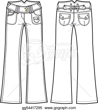 Vector Art   Lady Denim Boot Cut Jeans  Clipart Drawing Gg54417295