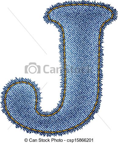Vector   Jeans Alphabet  Denim Letter J   Stock Illustration Royalty