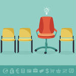 Vector Office Concept Office Chairs In Flat Retro Style And Business    