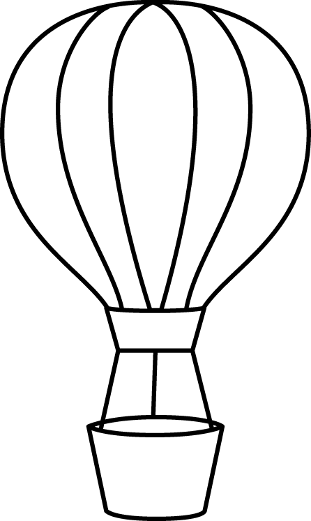White Hot Air Balloon Clip Art   Black And White Hot Air Balloon Image