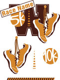 5k Or 10k Road Race Logo Elements With Sneakers   Stock Photo