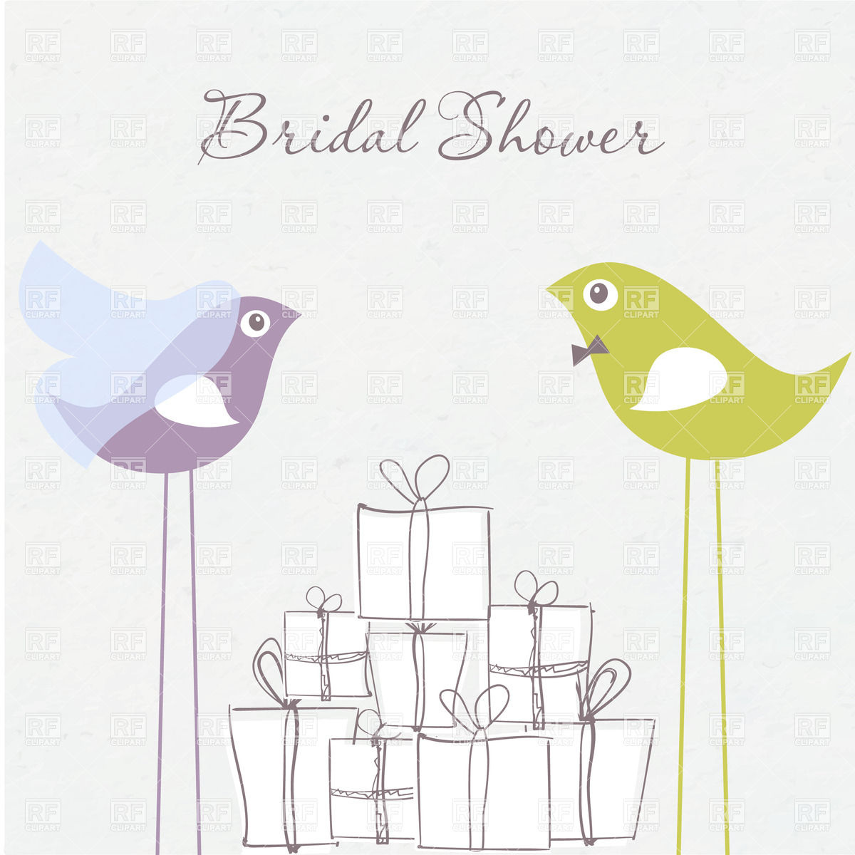 Bridal Shower Invitation   Birds In Bride And Groom Costumes And Gift