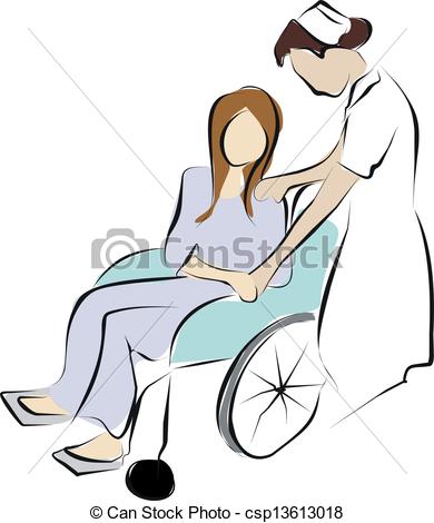 Clipart Of Patient In Wheelchair   Nurse Holding Disable Patient S