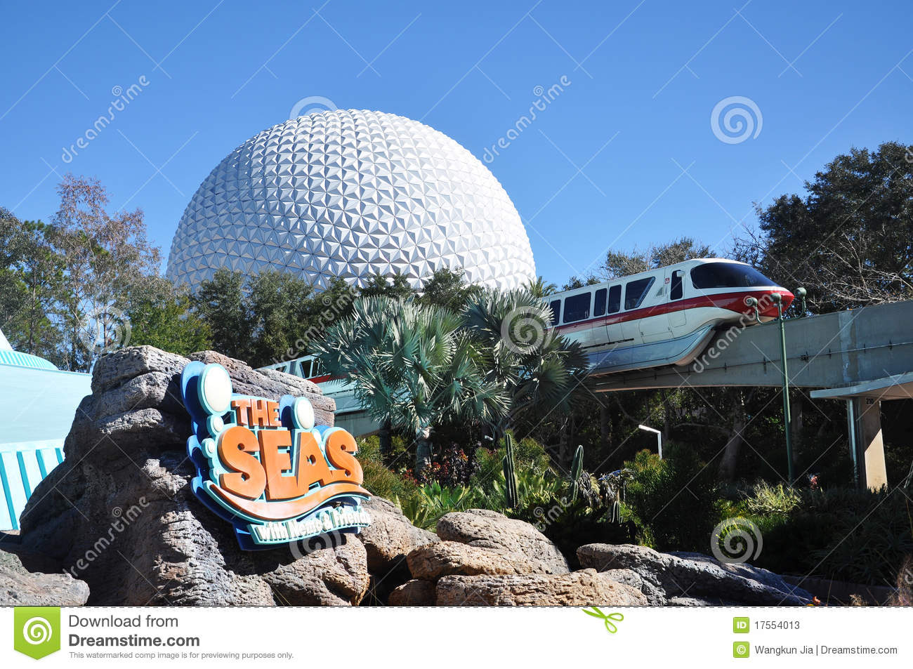 Disney Epcot Center And Monorail Train Disney World Orlando Florida    