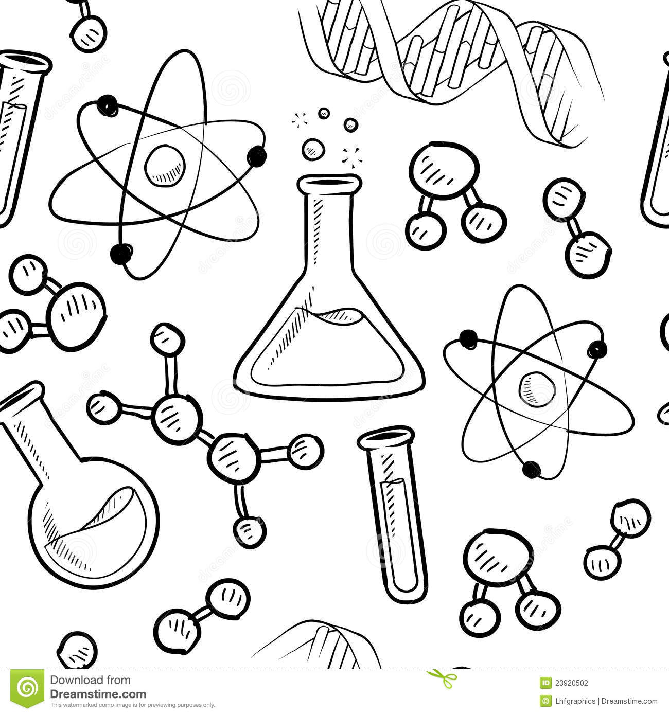 Doodle Style Seamless Science Or Laborator Background Illustration In