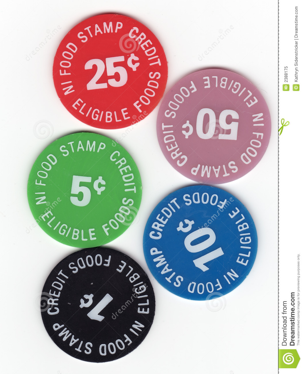 Food Stamp Tokens 1 Cent 5 Cents 10 Cents 25 Cents And 50 Cents