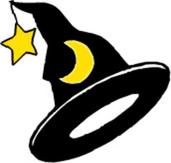 Free Clipart Picture Of A Pointy Black Witch Hat With A Moon And Star