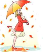 Girl Holding Umbrella Vector Stock Illustrations