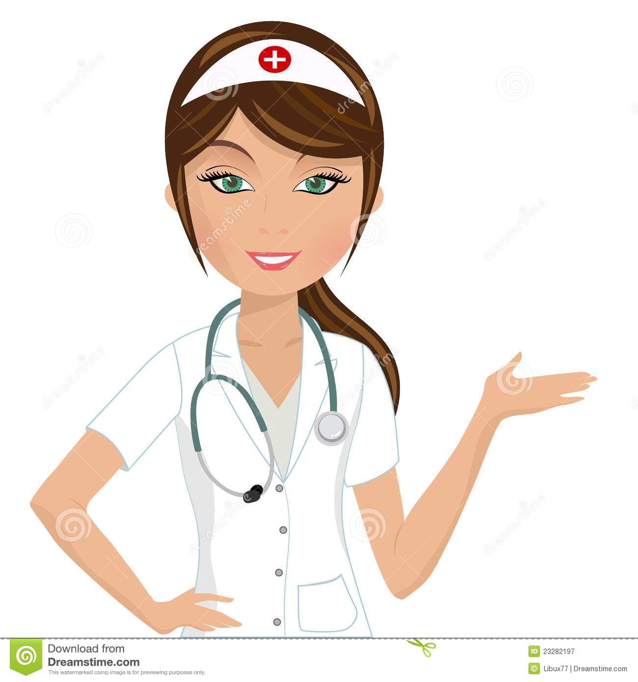 Illustration Of A Female Nurse Smiling Presenting Something Isolated