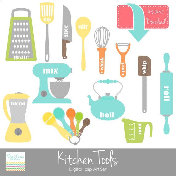 Kitchen Tools Digital Clip Art Clipart Collection  Personal And Small    