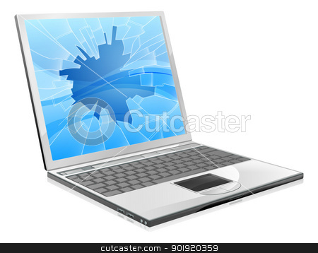 Laptop With Broken Screen Stock Vector Clipart An Illustration Of A