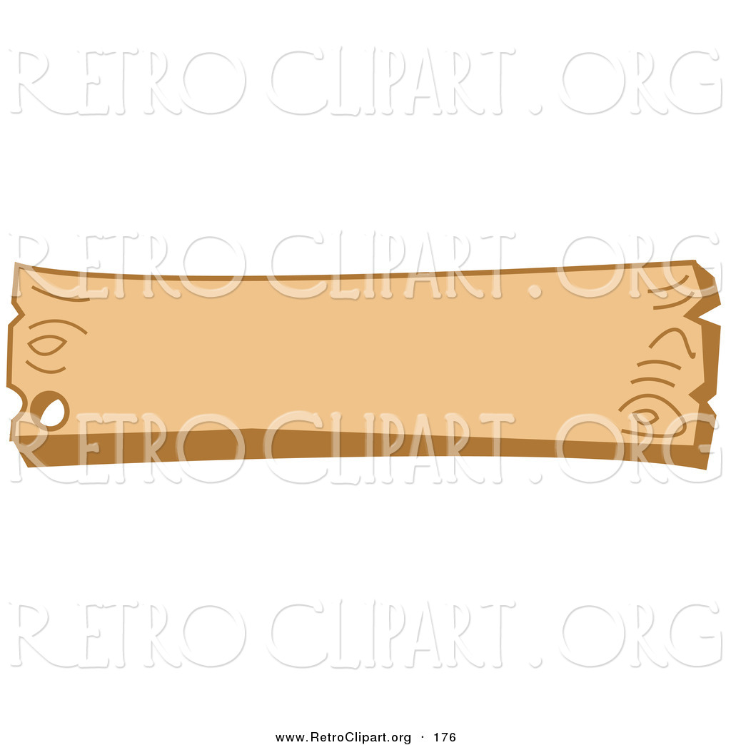 Retro Clipart Of A Blank Wooden Western Style Sign With A Nail Hole On