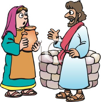 Royalty Free Clip Art Image  Biblical Man And Woman Speaking By A Well