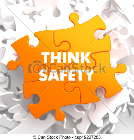 Stock Illustration Of Think Safety On Orange Puzzle   Think Safety On