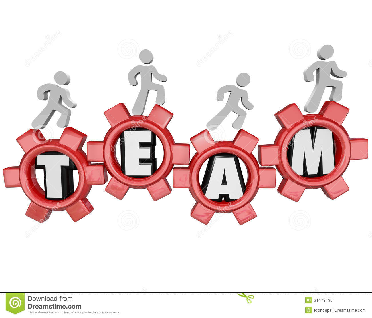 Team Gears Workers Marching Together Teamwork Stock Photo   Image