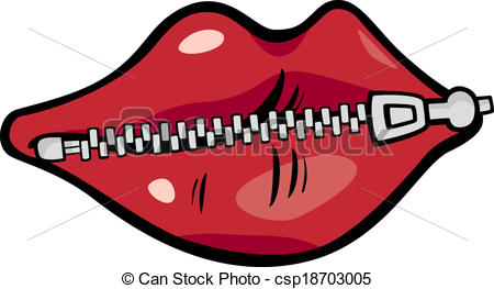 Vector Clipart Of Zipped Lips Cartoon Illustration   Cartoon Concept