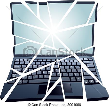 Vector Of Fix Repair Broken Laptop Computer In Pieces   A Badly Broken