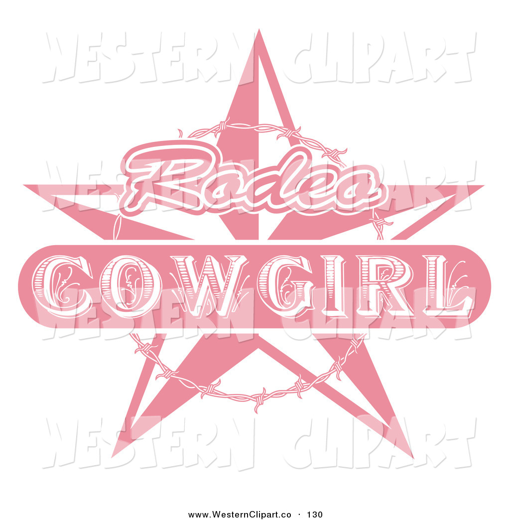 Vector Western Clip Art Of A Pink Rodeo Cowgirl Sign With A Star And