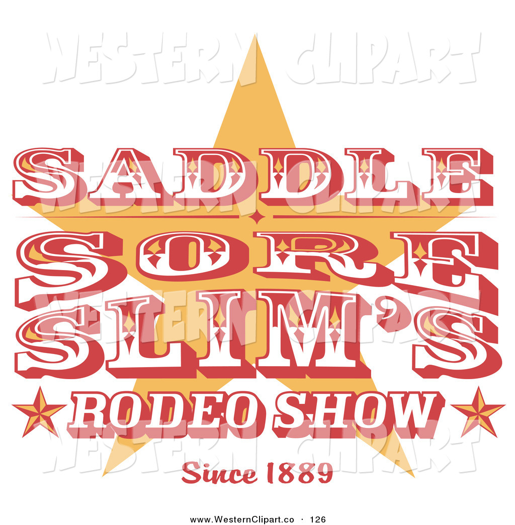 Vector Western Clip Art Of A Red And Yellow Vintage Rodeo Sign With A    