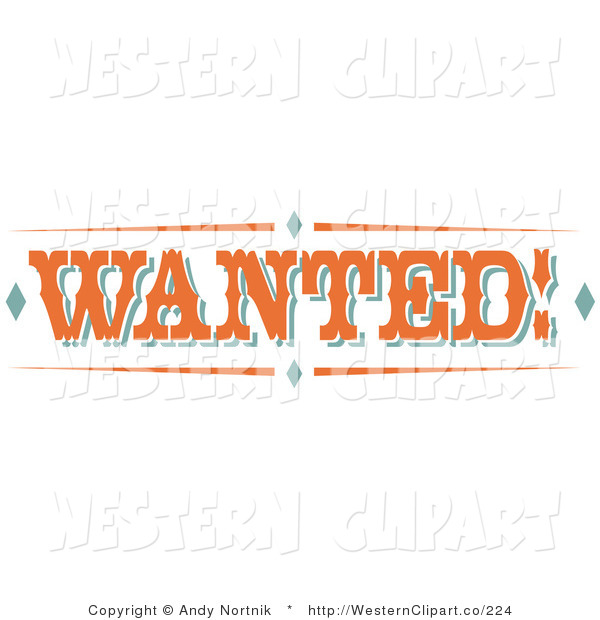 Vector Western Clip Art Of An Orange Wanted Sign With Diamonds And