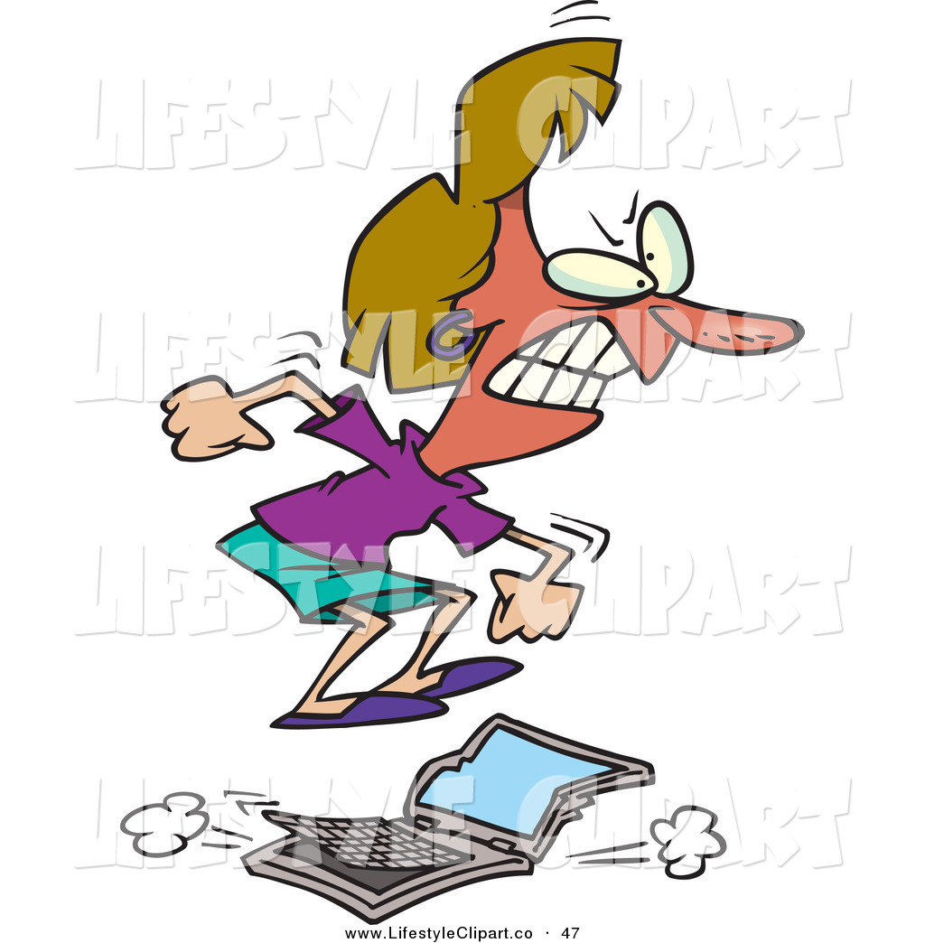 Woman Jumping On A Broken Laptop Computer By Ron Leishman    47