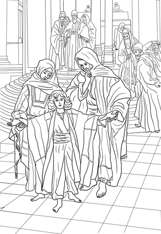 12 Year Old Jesus Found In The Temple Coloring Page   Free Printable