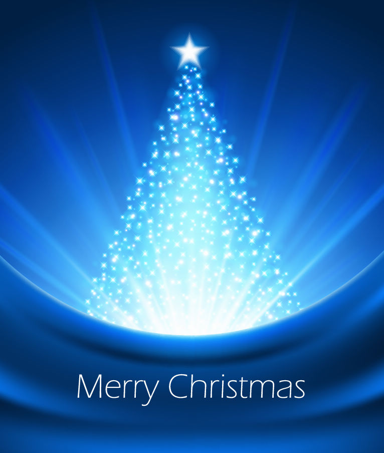 Abstract Blue Christmas Tree Vector Graphic