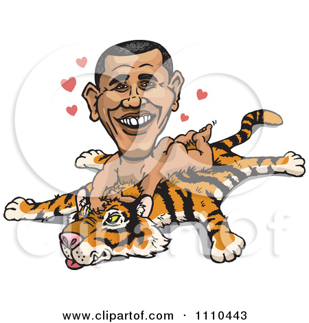 Caricature Of Barack Obama Nude On A Tiger Rug Posters Art Prints By