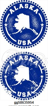 Clip Art   A Couple Of Distressed Stamps Featuring A Unique Alaska    