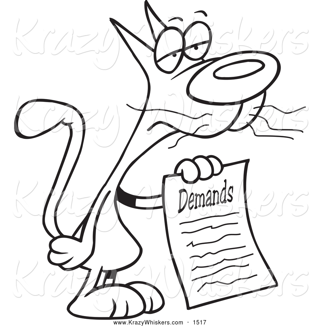 Critter Clipart Of A Black And White Cat With A List Of Demands By Ron