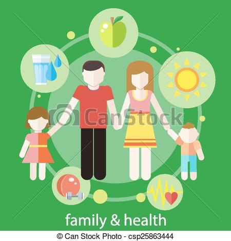 Eps Vector Of Healthy Family Concept   Set Of Healthy Icons In Flat