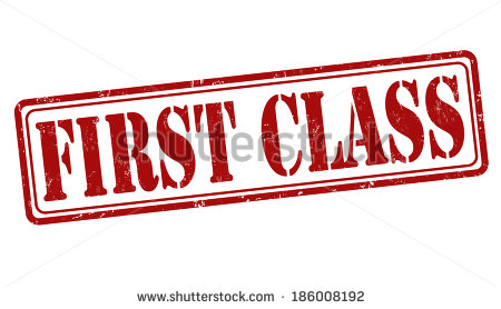 First Class Offer Grunge Rubber Stamp On White Vector Illustration