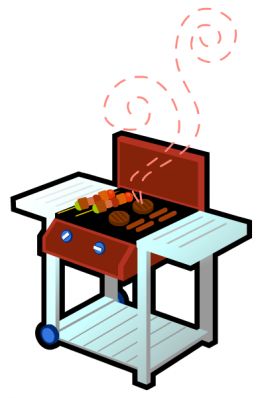 Free Food Clip Art  Brown Bbq Grill With Hamburgers And Hot Dogs