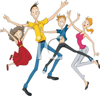 Group Of Teen Jumping With Joy   Royalty Free Clipart Image