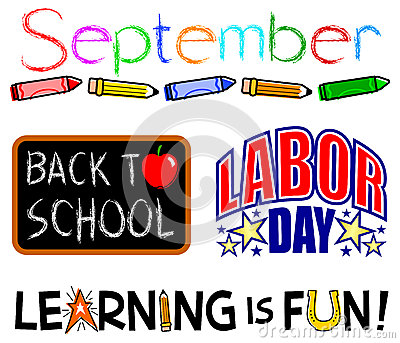 Illustrations Of September Events Including Back To School And Labor