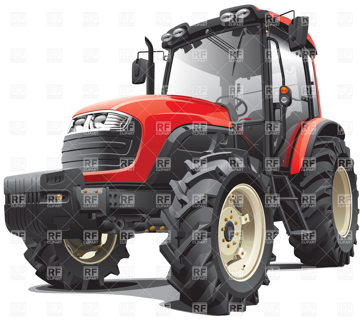 Modern Red Wheeled Tractor Download Royalty Free Vector Clipart  Eps