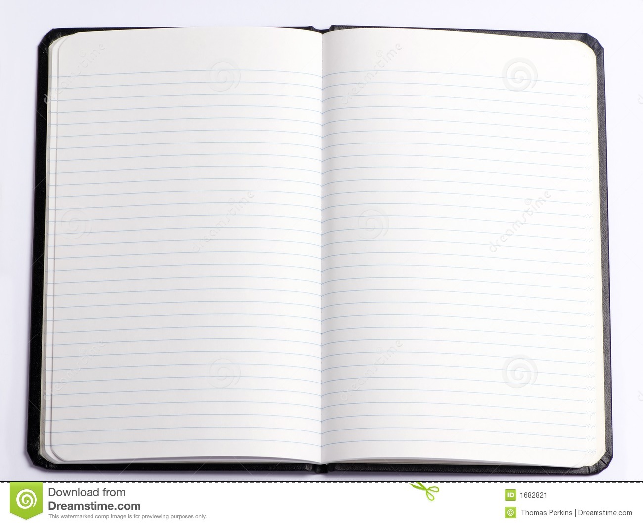 Notebook Opened To A Blank Page Lays On A Desk