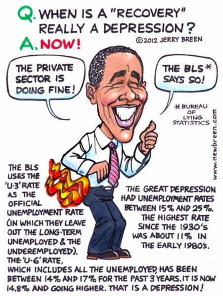 Obama Cartoon Obama Caricature Recession Depression Unemployment Rate