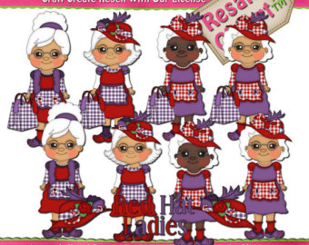 Red Hat Ladies Grey Clipart
