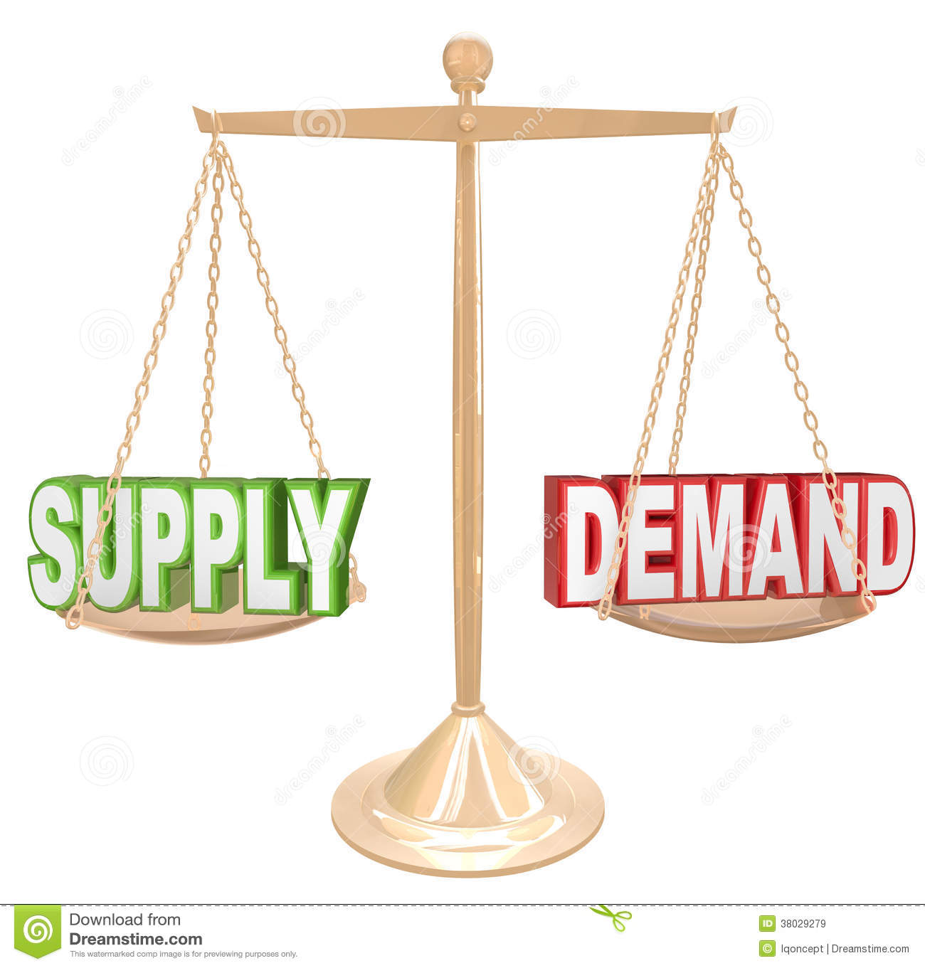 Supply And Demand Balance Scale Economics Principles Law Royalty Free