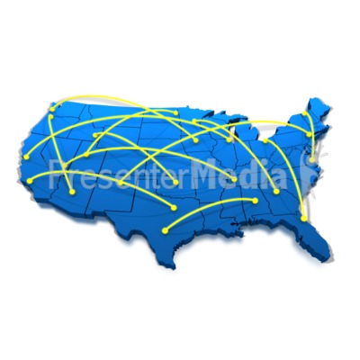 United States Networking Lines Presentation Clipart