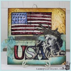 Usa Jumbo Tag Card Featuring Tim Holtz Distress Ink And Stamps  More