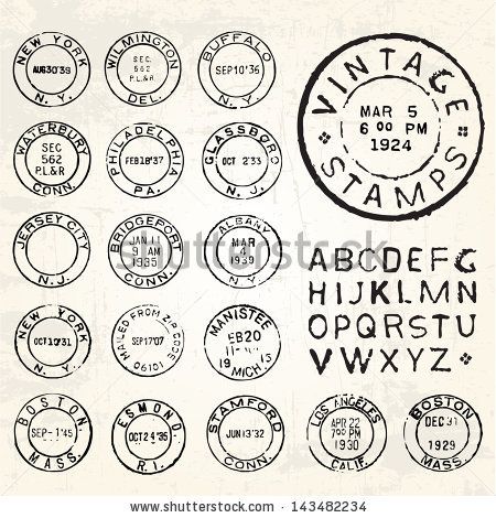 Vector Vintage Stamp Set   Stamps   Pinterest