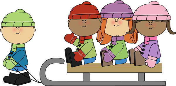 Winter Kids On A Sled Clip Art   Winter Kids On A Sled Image