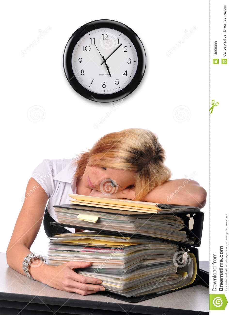 Woman Sleeping Over A Pile Of Files Royalty Free Stock Photos   Image    