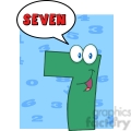 5007 Clipart Illustration Of Number Seven Cartoon Mascot Character Gif