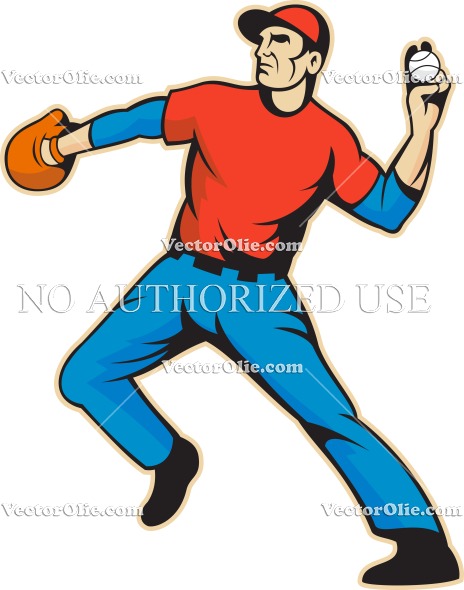 American Baseball Player Pitcher Throw Ball Isolated   Royalty Free