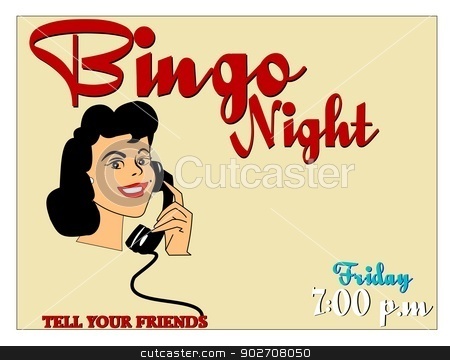 Bingo Night Stock Vector Clipart Woman On Phone Calling Friends To Go