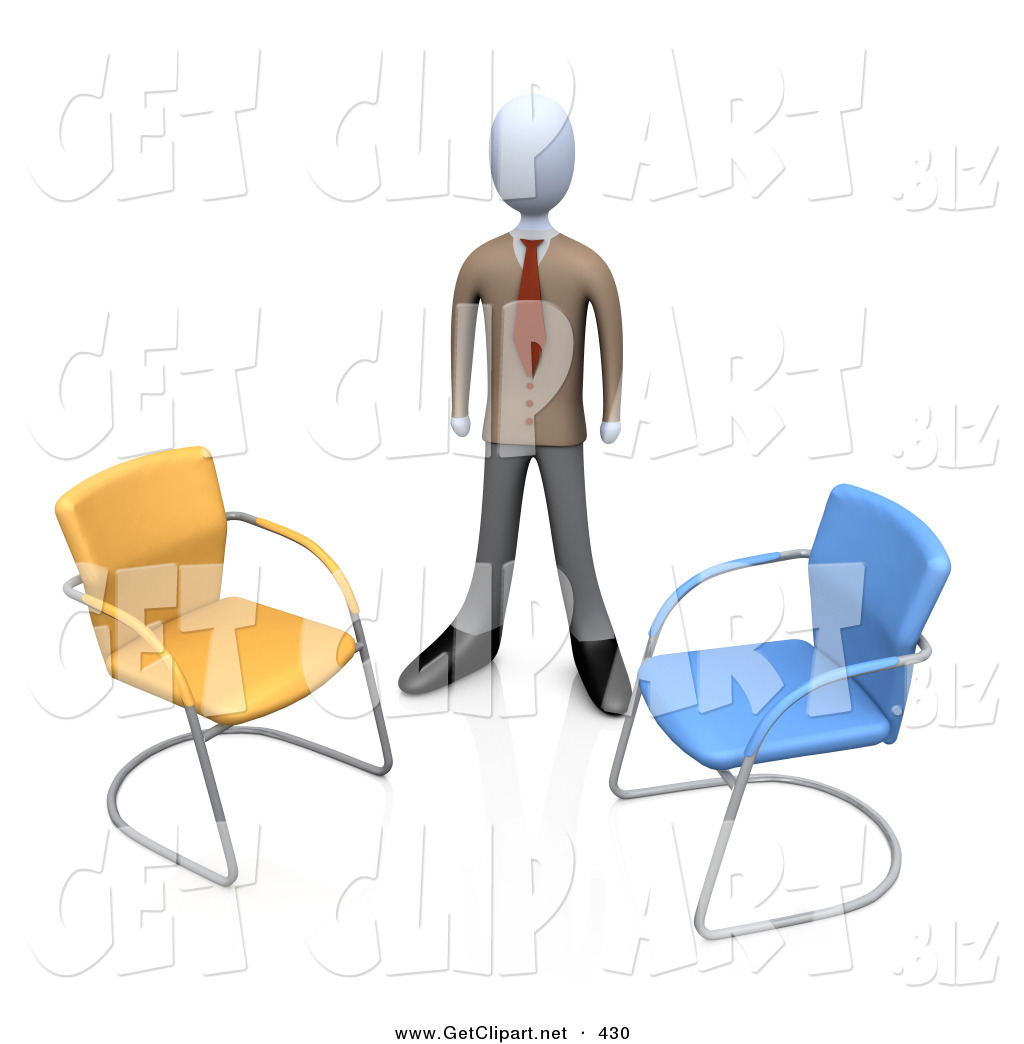 Blue Chair Symbolizing Two Different Job Opportunities That He Must